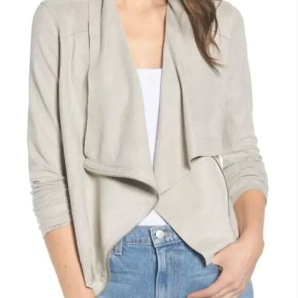 EUC Blank NYC Faux Leather Suede Mixed Media Draped Front Moto Jacket MEDIUM - Picture 5 of 9